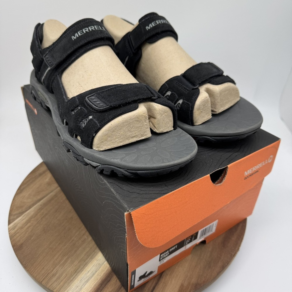 Merrell NIB Moab Drift‎ Strap Sandal Mens Size 15M Black Suede Hiking J24479
